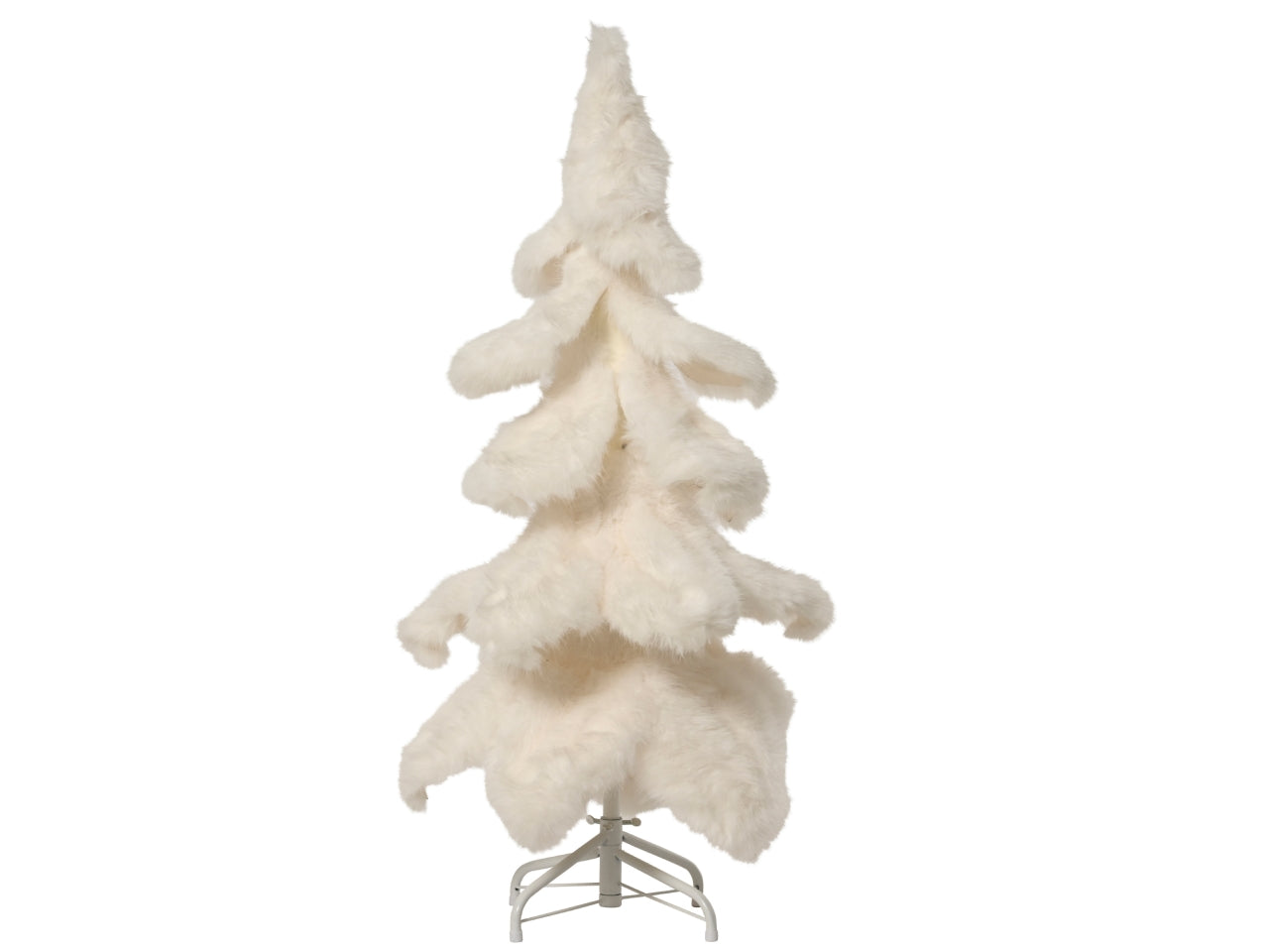 Albero di natale in pelliccia sintetica 100cm bianco a 4 strati con diametro 50cm