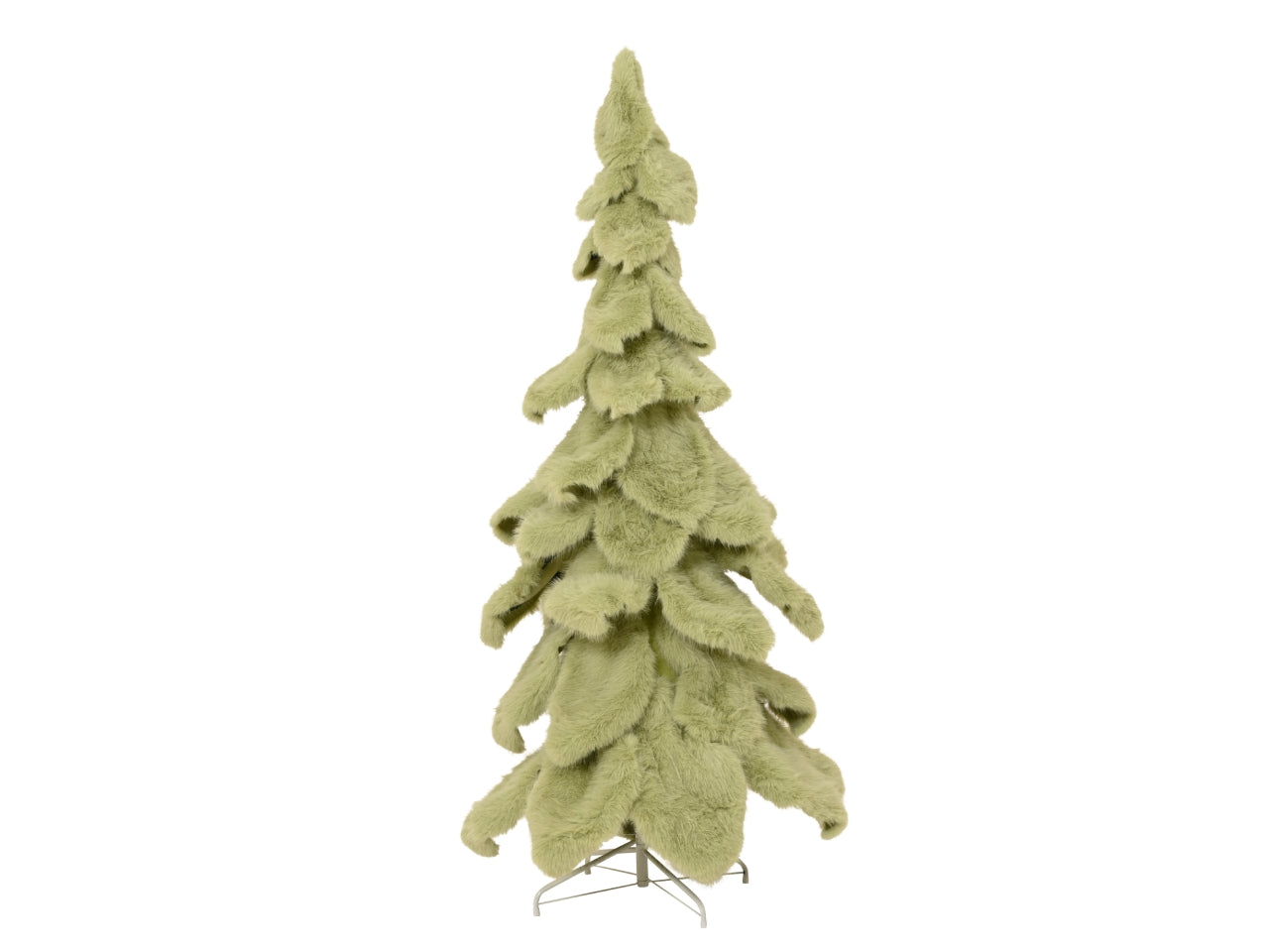 Albero di natale in pelliccia sintetica 130cm verde a 5 strati con diametro 80cm