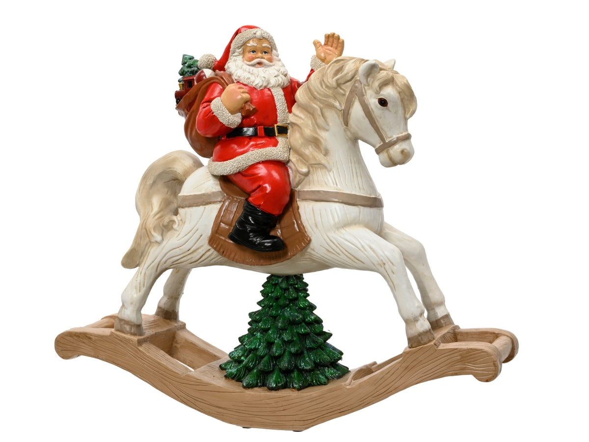 Cavallo a dondolo 50cm con babbo natale