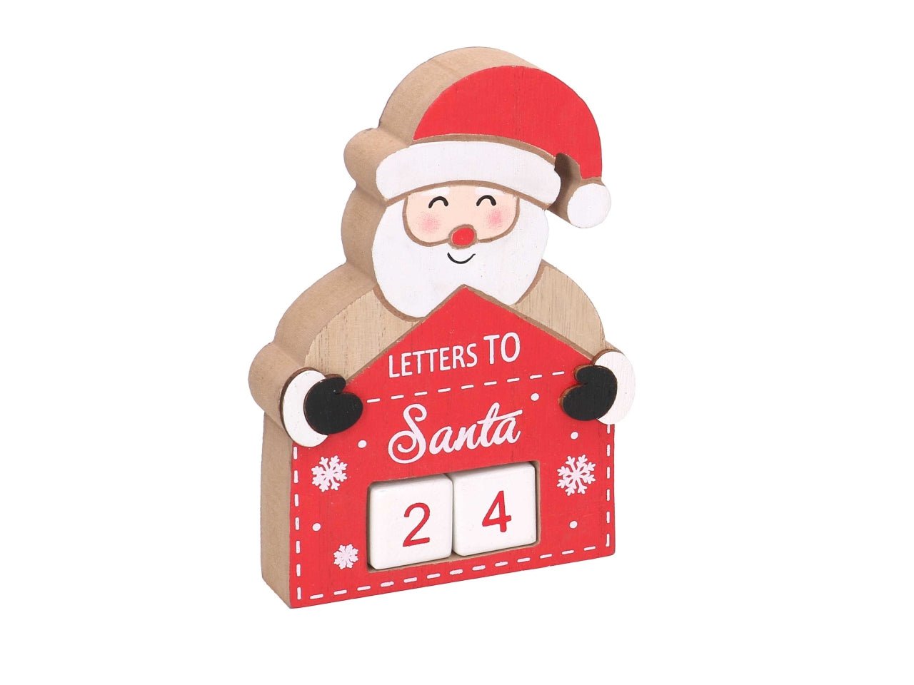 Calendario in legno Babbo Natale rosso 11x2,5xh.14,5cm