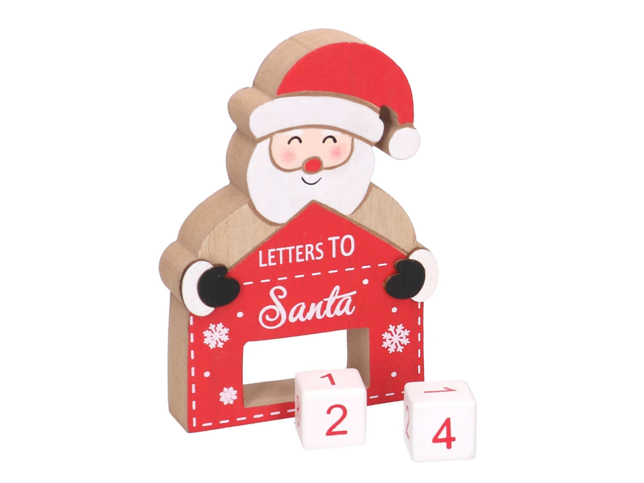 Calendario in legno Babbo Natale rosso 11x2,5xh.14,5cm
