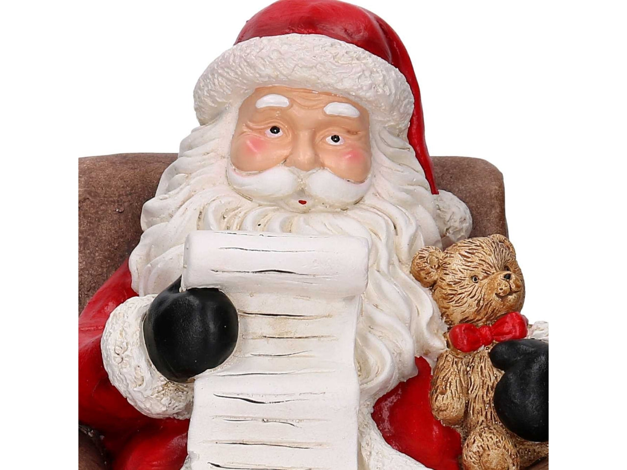 Babbo Natale in resina su poltrona rosso 27xh.35cm