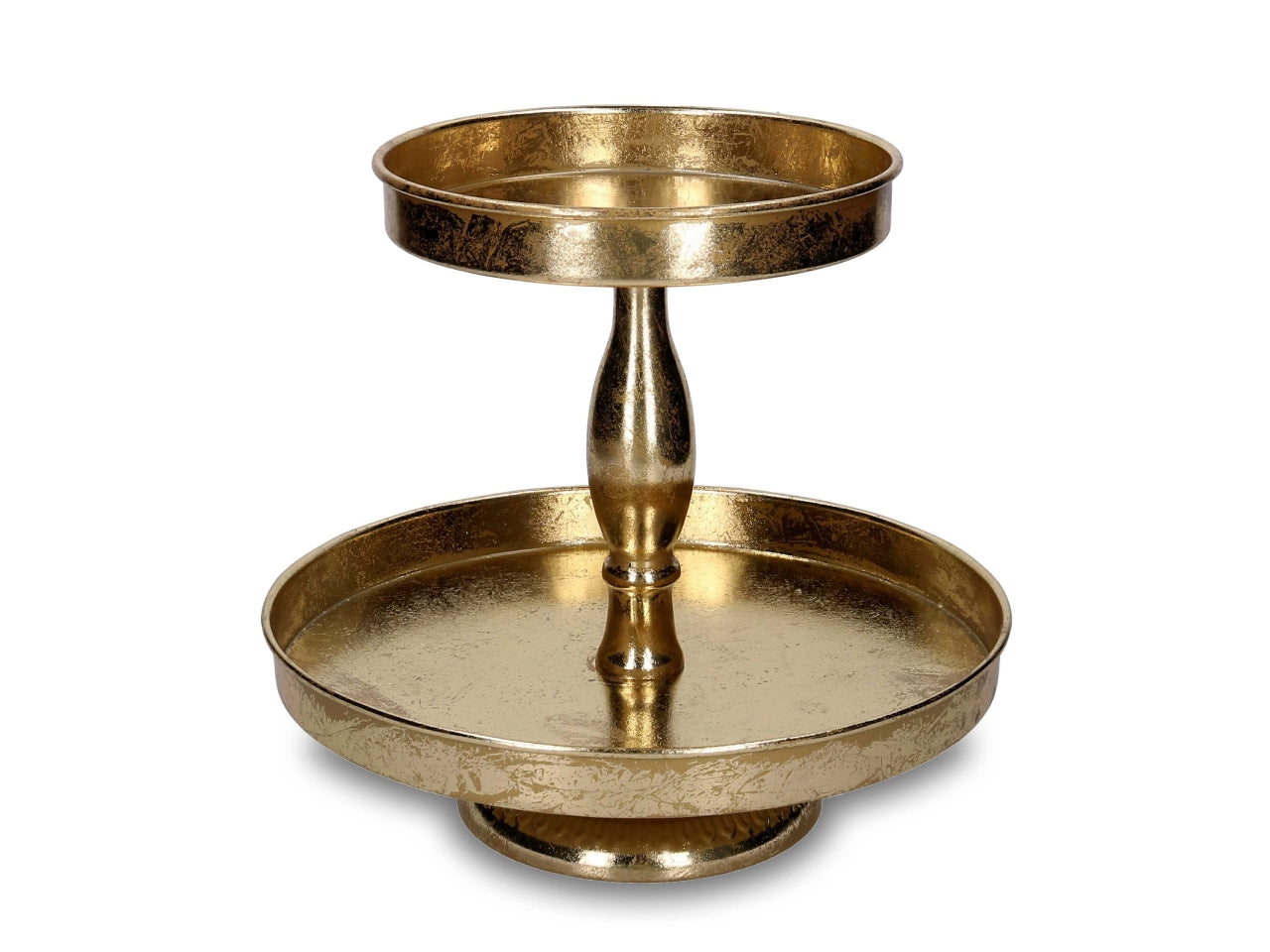 Alzatina in metallo a 2 piani oro 30xh.30cm