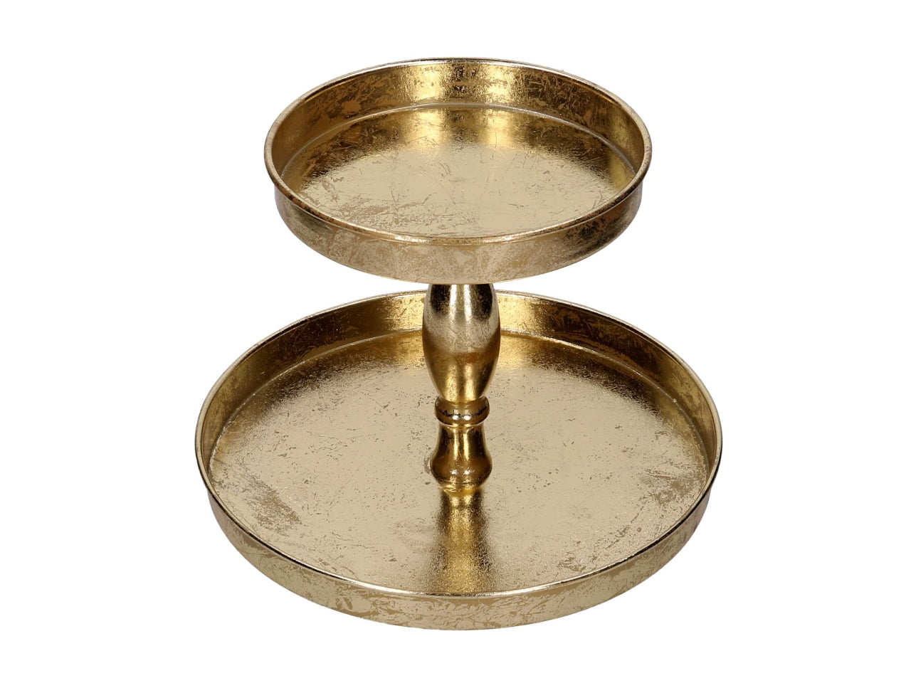 Alzatina in metallo a 2 piani oro 30xh.30cm