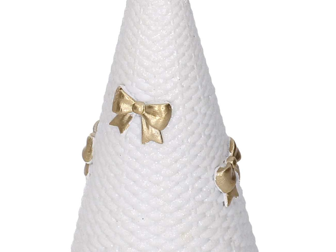 Albero in resina bianco con fiocchi oro 9,6xh.25,2cm