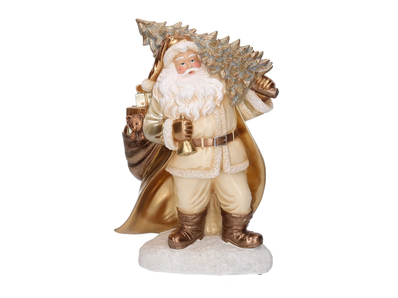 Babbo Natale in resina con albero bianco e oro 25x12xh.38,5cm
