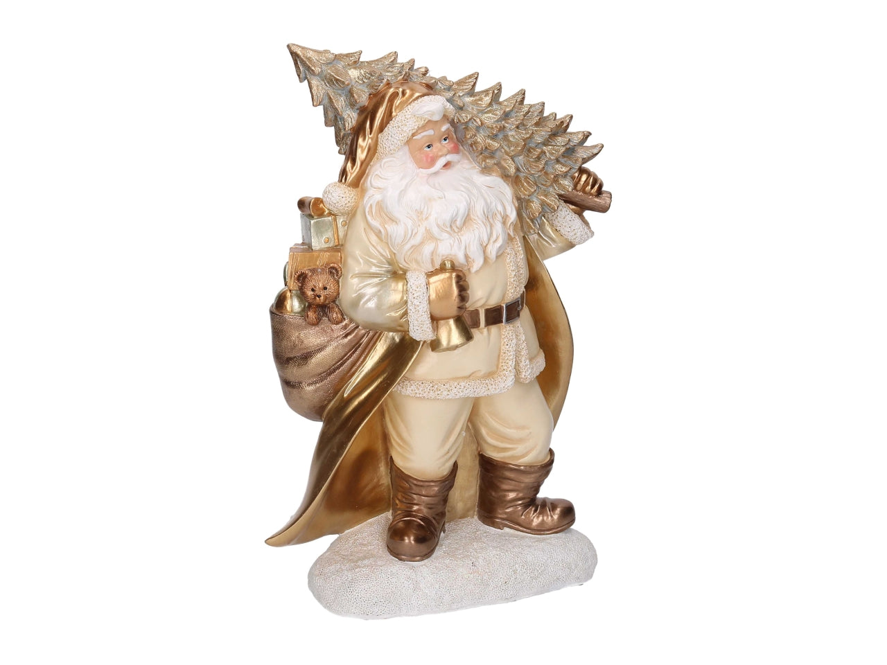 Babbo Natale in resina con albero bianco e oro 25x12xh.38,5cm