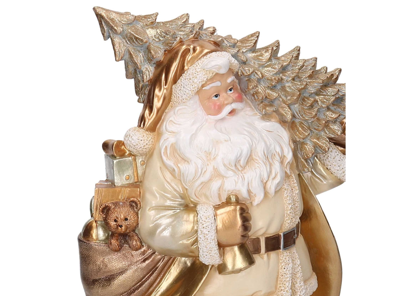 Babbo Natale in resina con albero bianco e oro 25x12xh.38,5cm