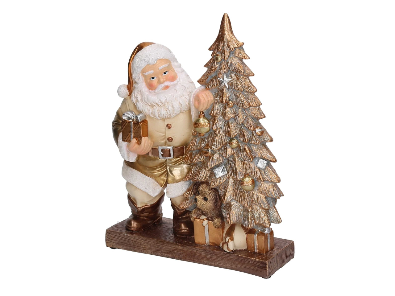 Babbo Natale in resina con albero bianco e oro 23x8,5xh.30cm