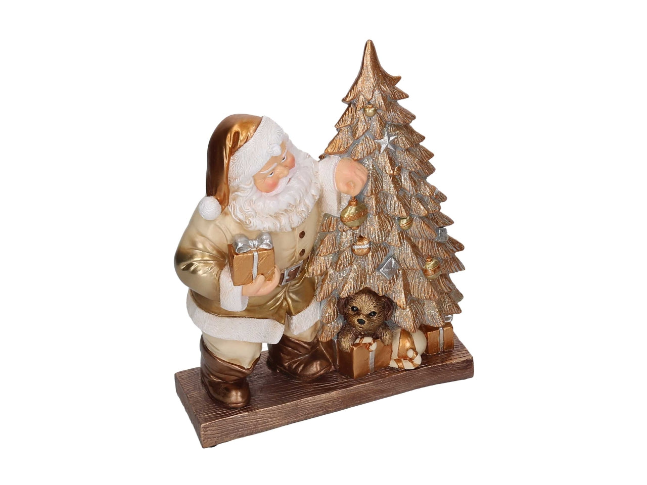Babbo Natale in resina con albero bianco e oro 23x8,5xh.30cm