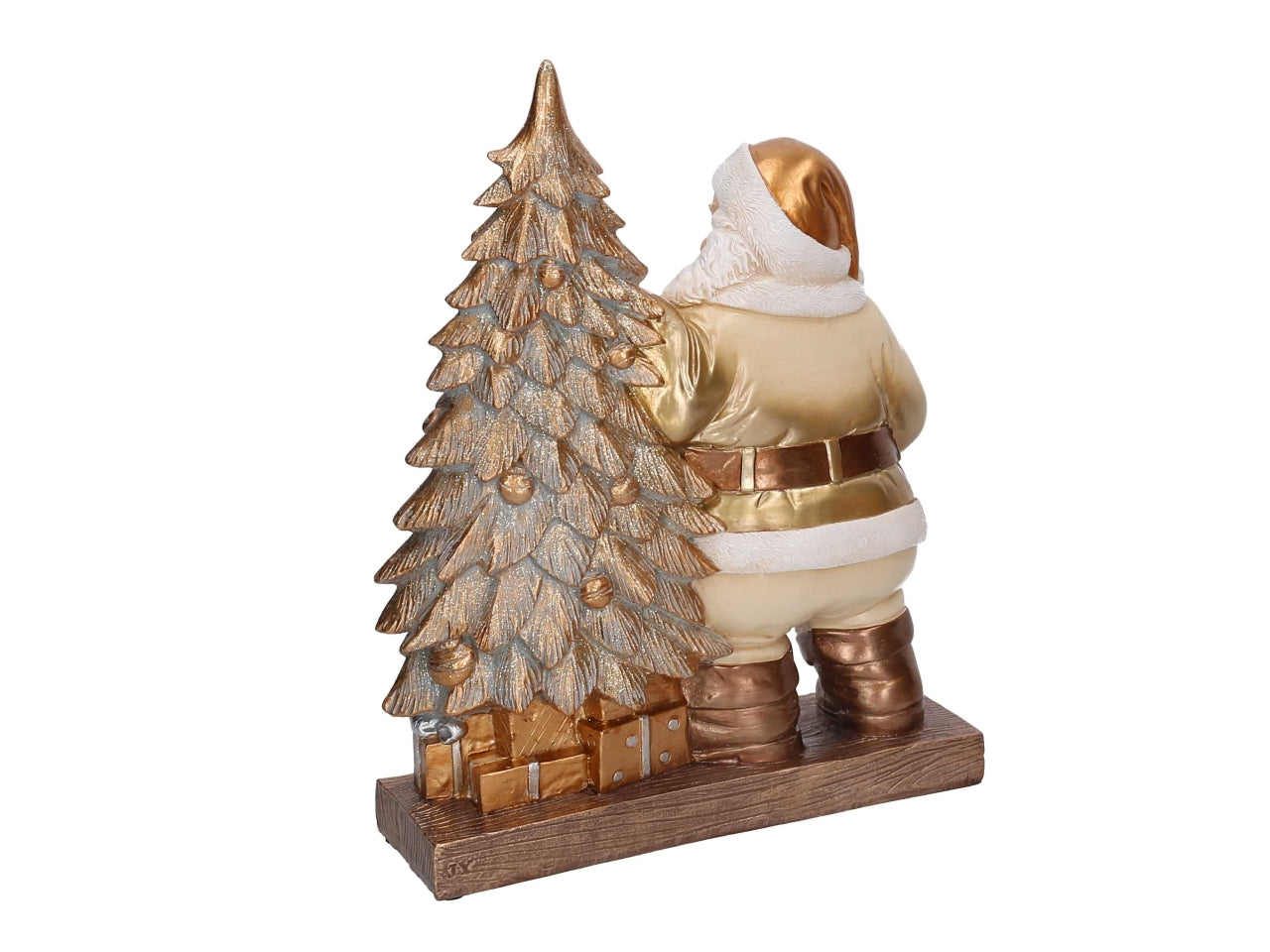 Babbo Natale in resina con albero bianco e oro 23x8,5xh.30cm