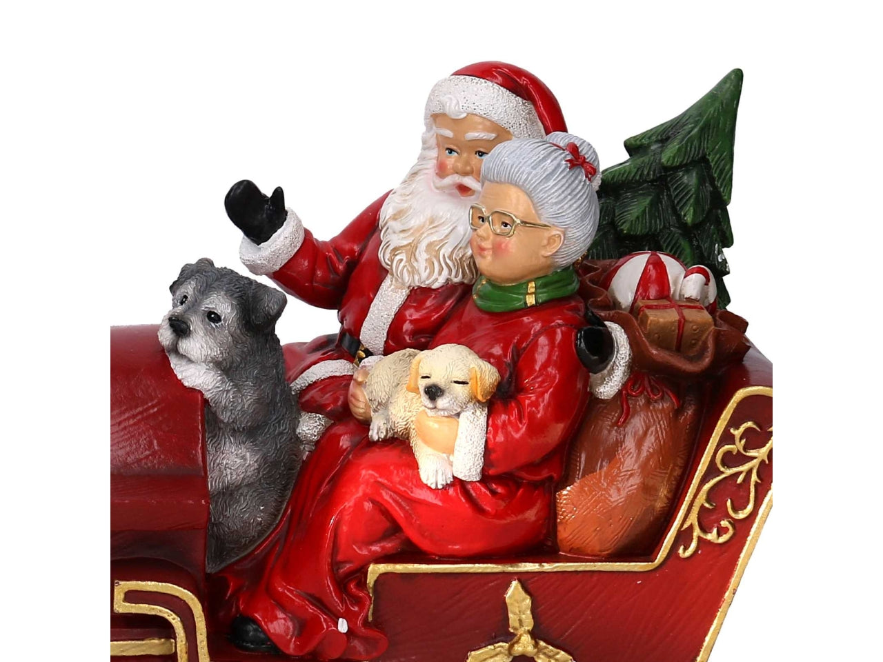 Babbo Natale in resina su treno rosso 32xh.21,5cm