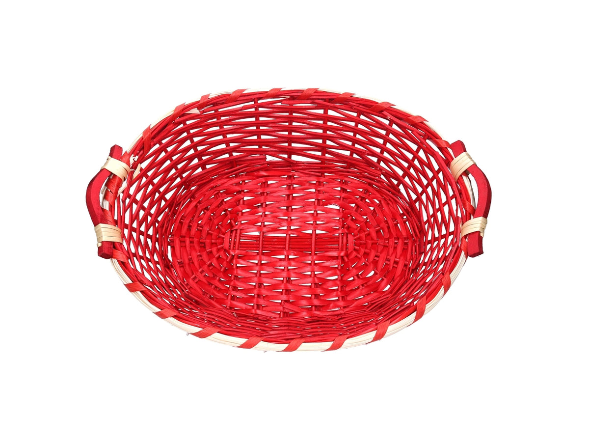 Cesta ovale in vimini 51/55x40xh.14cm rosso