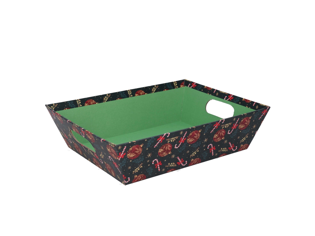 Cesta cartone rettangolare 29x23xh.8cm caramelle rosso e verde