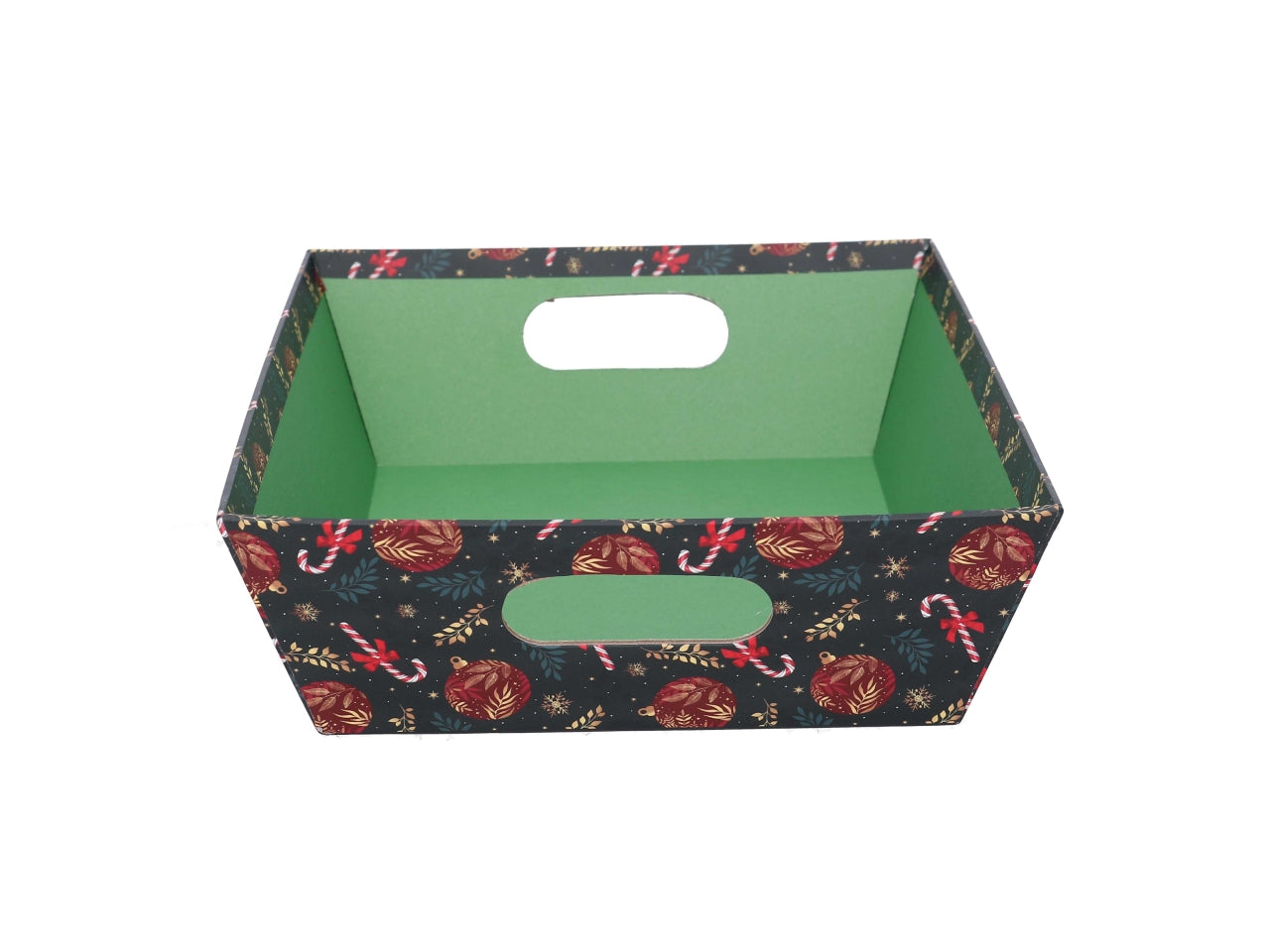 Cesta cartone rettangolare 29x23xh.8cm caramelle rosso e verde