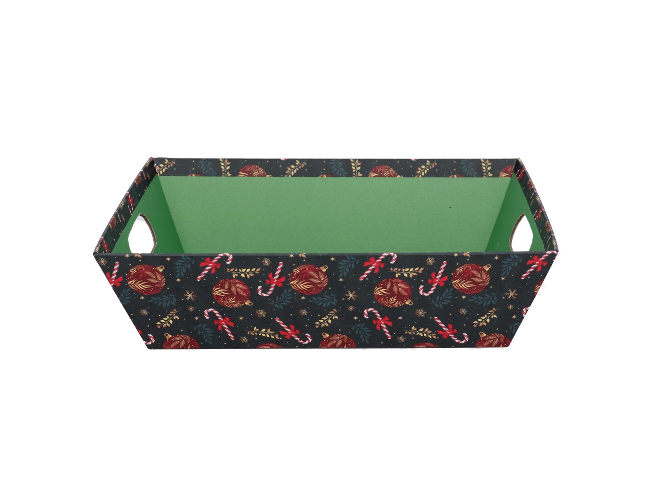 Cesta cartone rettangolare 29x23xh.8cm caramelle rosso e verde