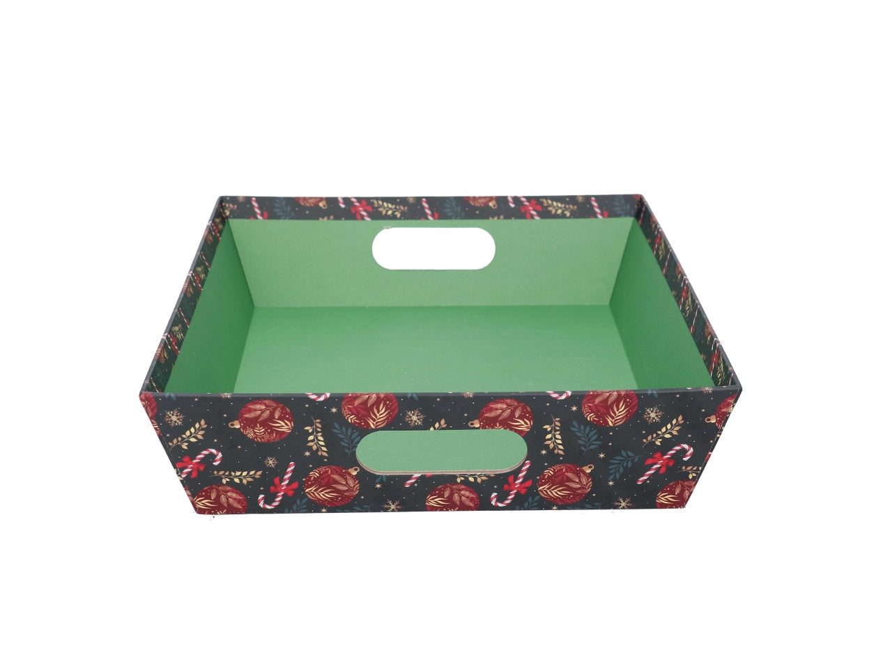 Cesta cartone rettangolare 35x26xh.7cm caramelle rosso e verde