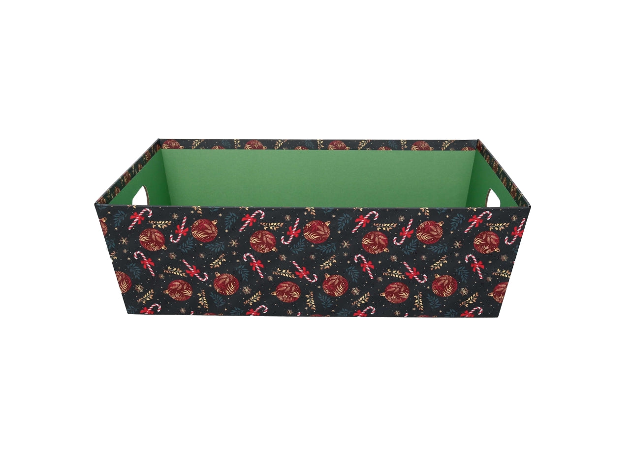 Cesta cartone rettangolare 40x30xh.12cm caramelle rosso e verde
