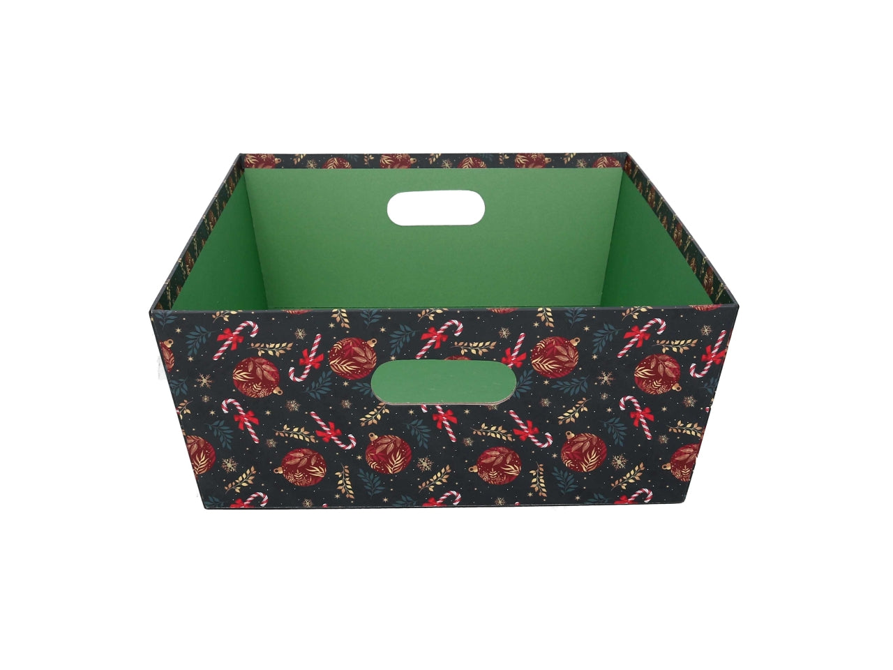 Cesta cartone rettangolare 40x30xh.12cm caramelle rosso e verde