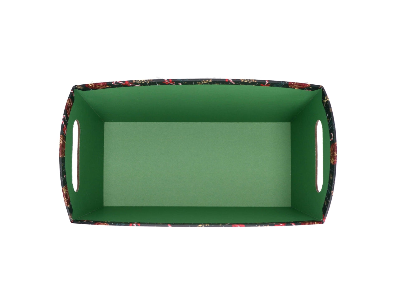 Cesta cartone rettangolare 25,5/27x14xh.15cm caramelle rosso e verde