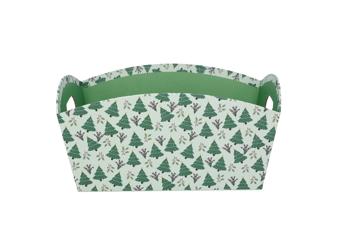 Cesta cartone rettangolare 30/31,5x22xh.15cm alberi verde