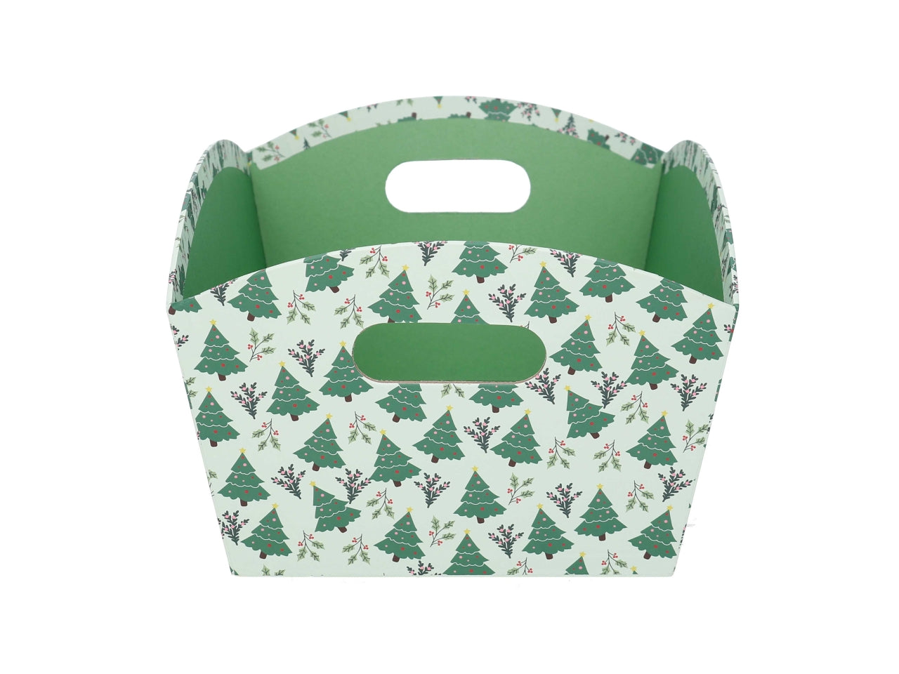 Cesta cartone rettangolare 30/31,5x22xh.15cm alberi verde