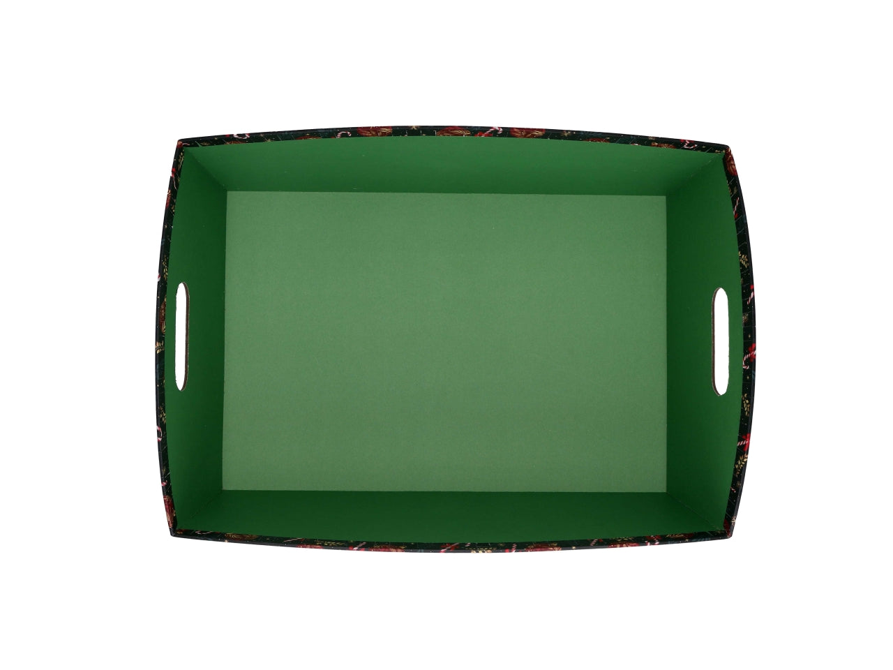 Cesta cartone rettangolare 38/40x27xh.15cm caramelle rosso e verde