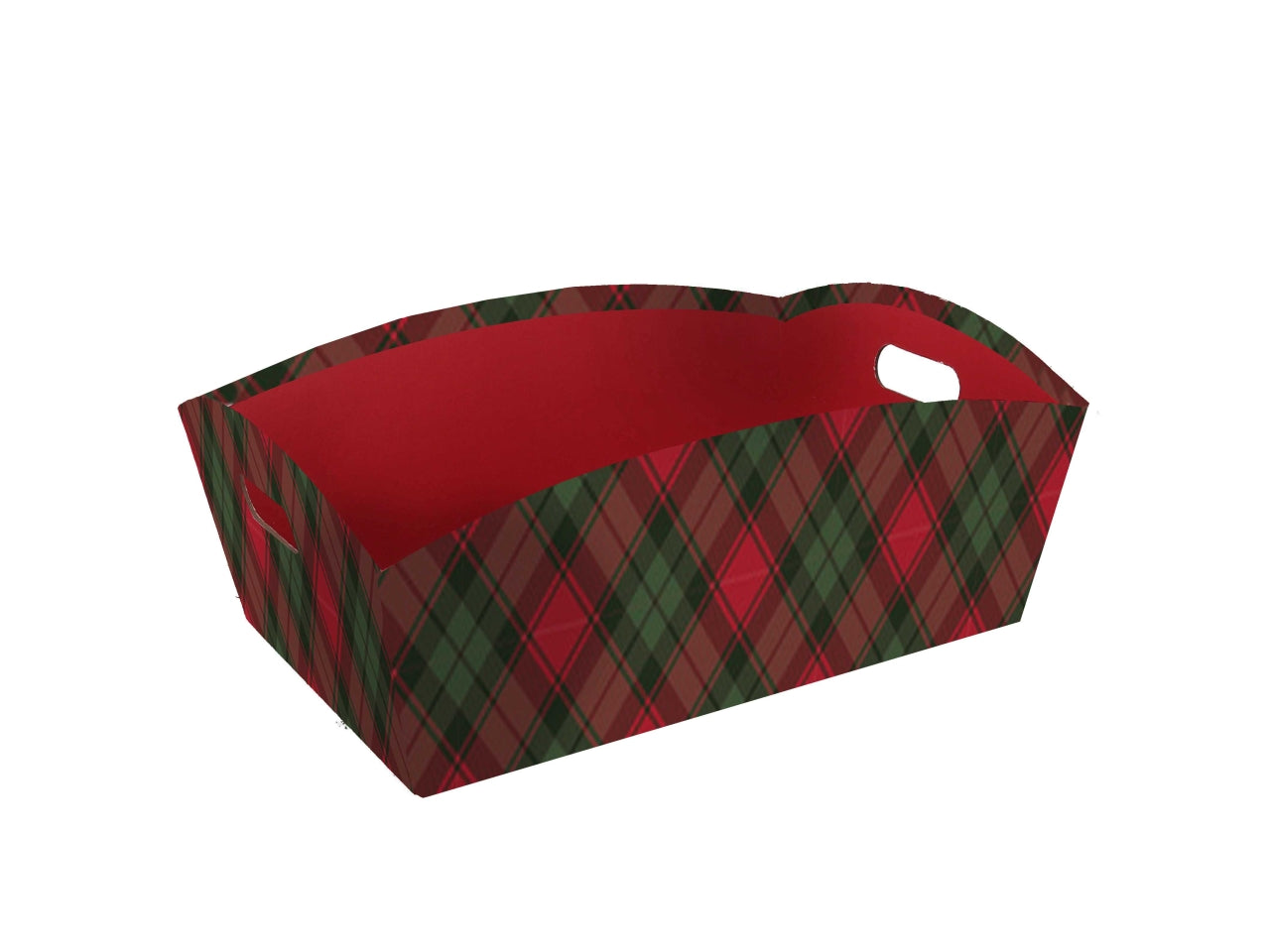 Cesta cartone rettangolare 38/40x27xh.15cm scozzese rosso