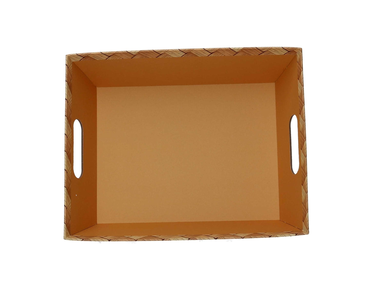 Cesta cartone rettangolare 35x26xh.7cm intreccio sfogliato naturale