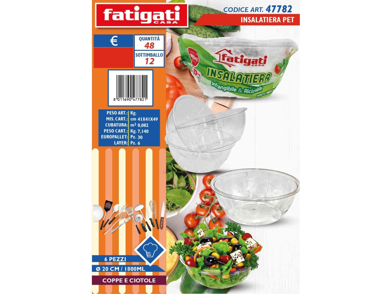 Insalatiera d.20cm 1800ml set da 6 insalatiere