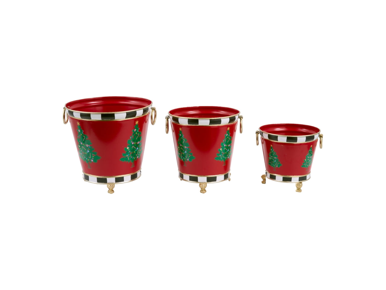 Set 3 vasi in metallo decorati 35cm, altezza 33cm