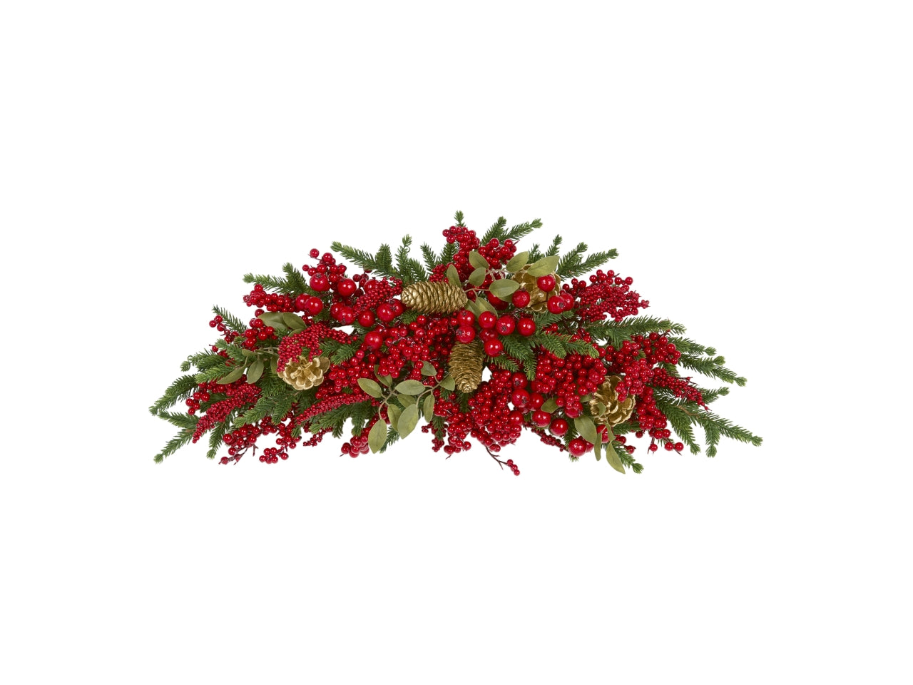 Dietroporta ad arco 66cm con bacche, pino e pigna