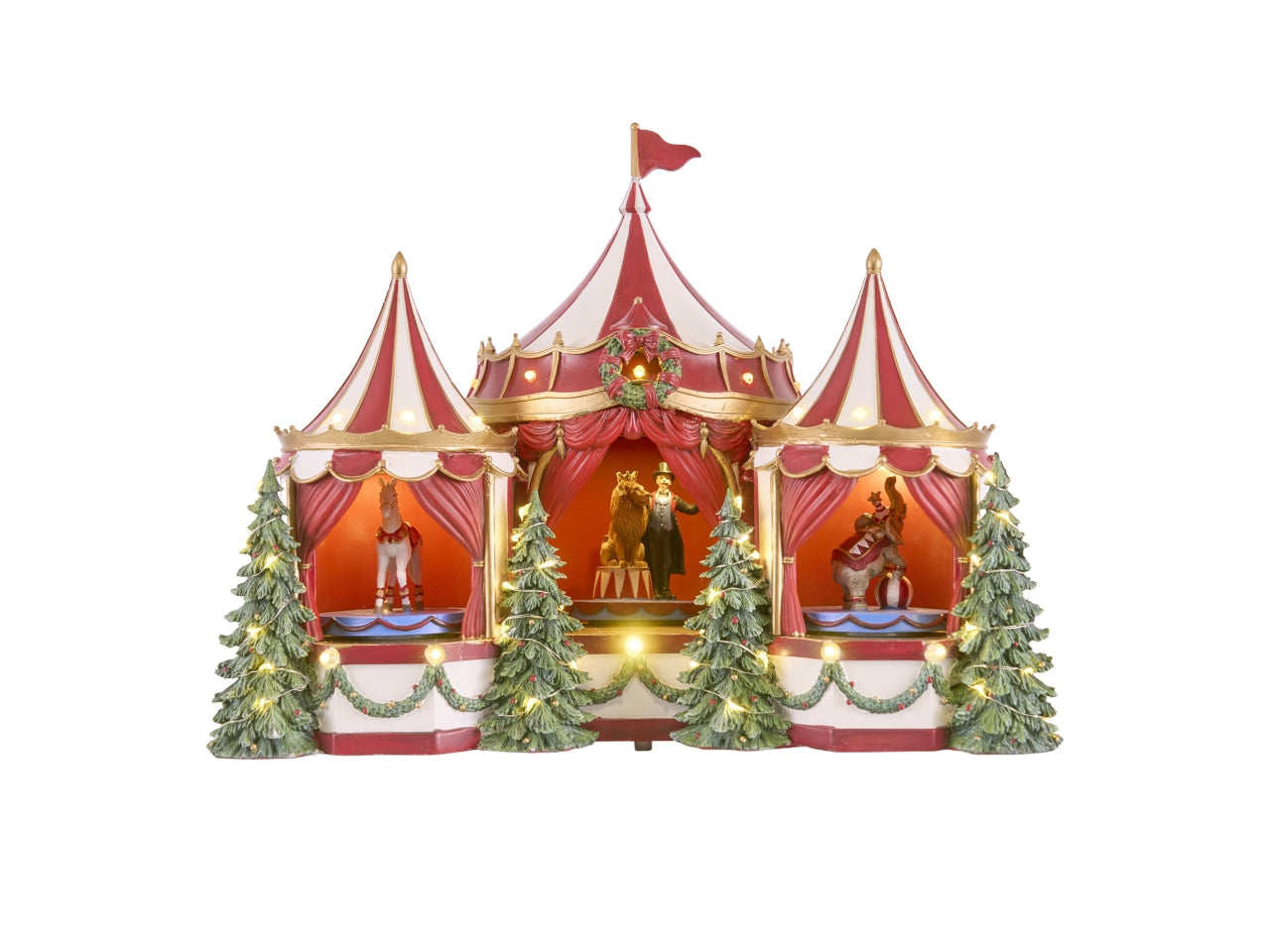 Scenario circo in resina con led e musica 45x26,5x36,5cm