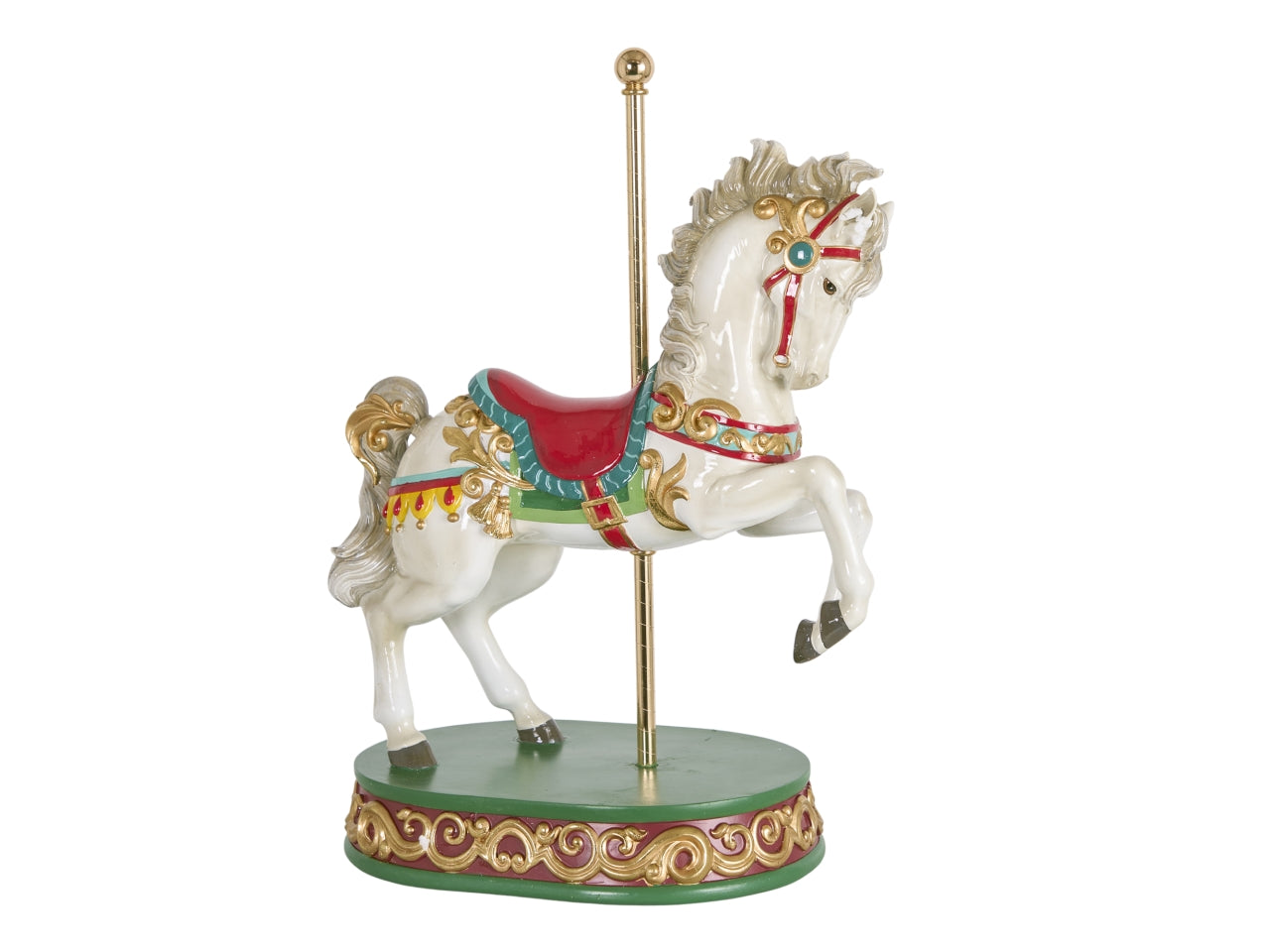Cavallo da giostra in resina bianco 30x18,5x40,5cm