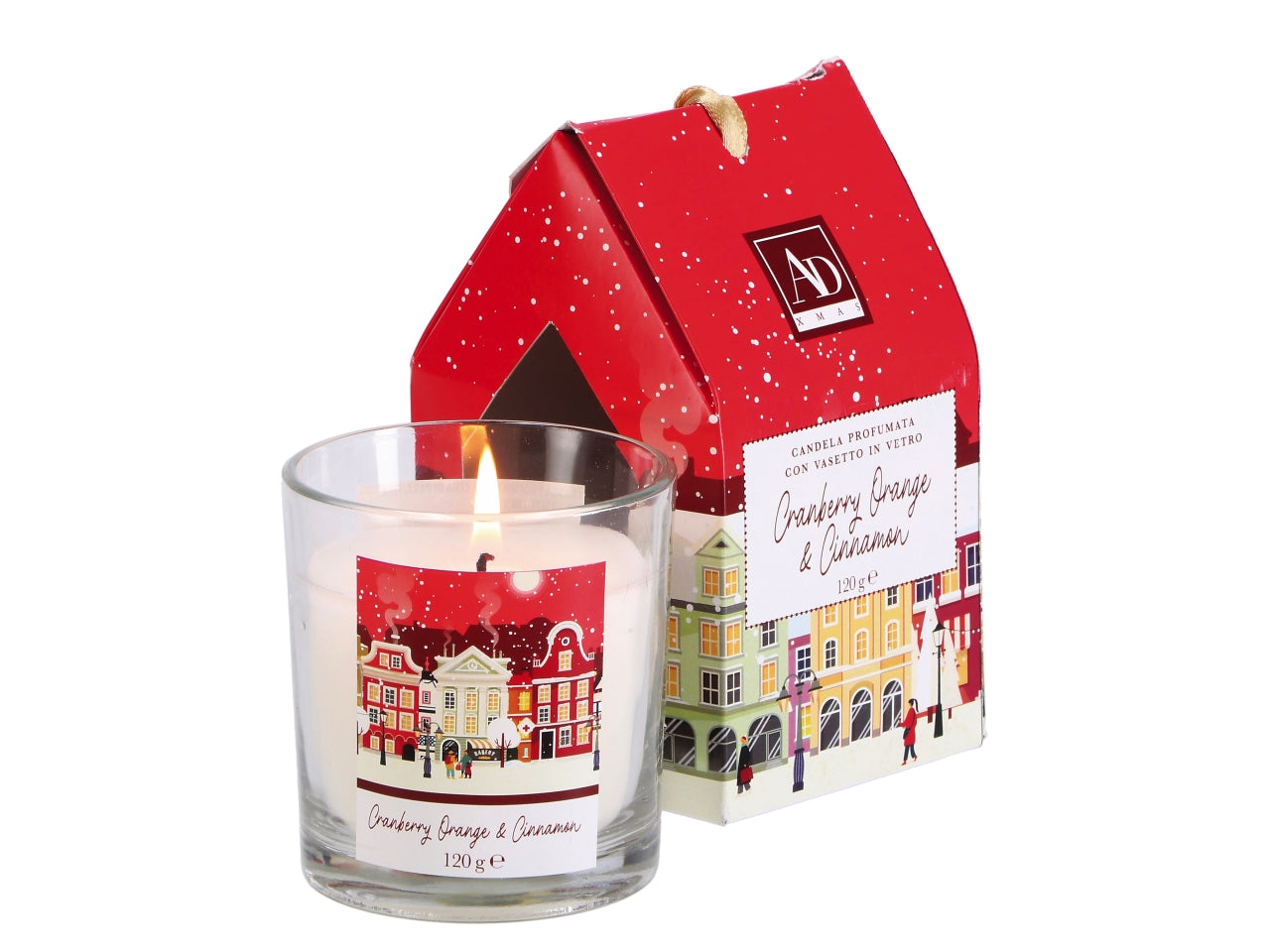 Candela profumata in vasetto di vetro 7,5xh.8cm, 4 assortimenti