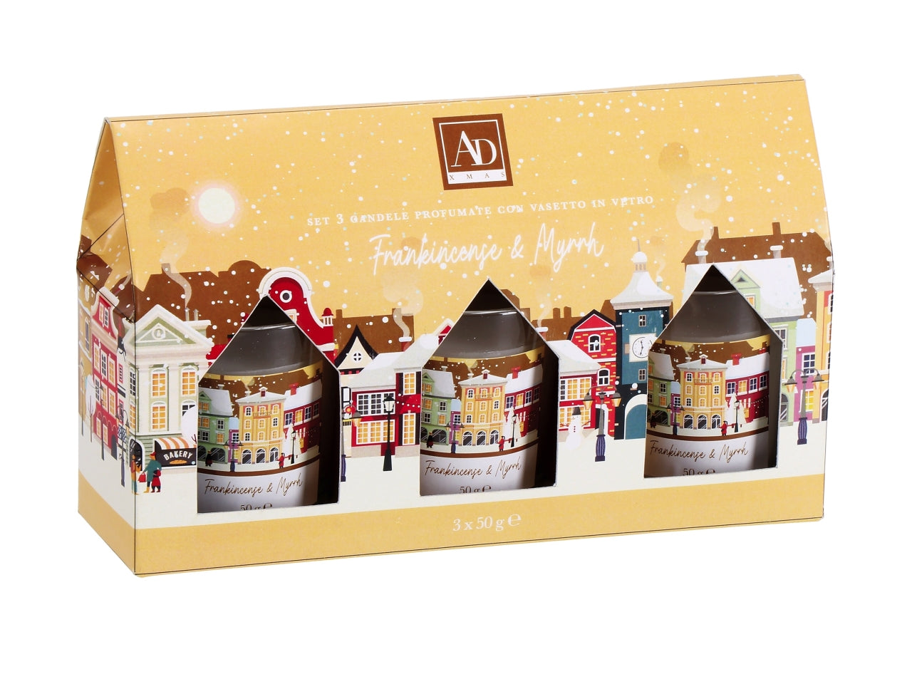 Set 3 candele profumate in vasetto di vetro 5xh.7cm, 4 assortimenti
