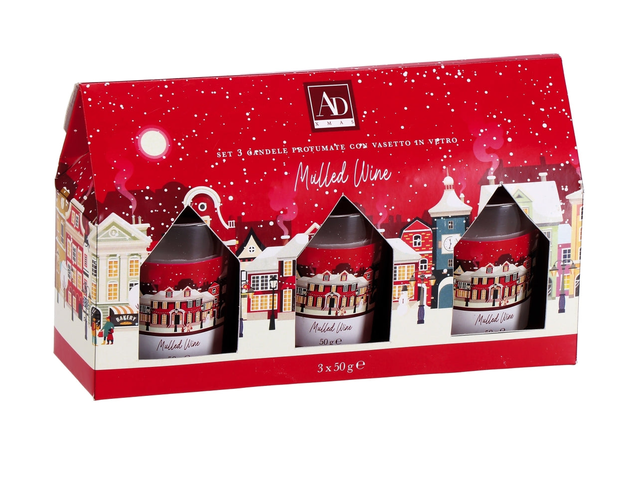 Set 3 candele profumate in vasetto di vetro 5xh.7cm, 4 assortimenti