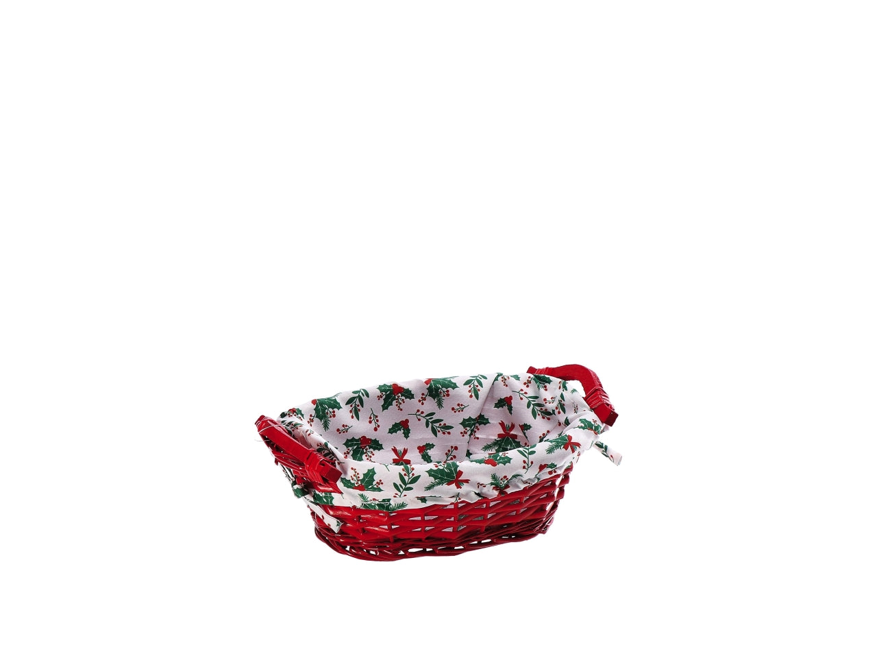Cesta ovale in salice con tessuto natalizio 29x18xh.12cm