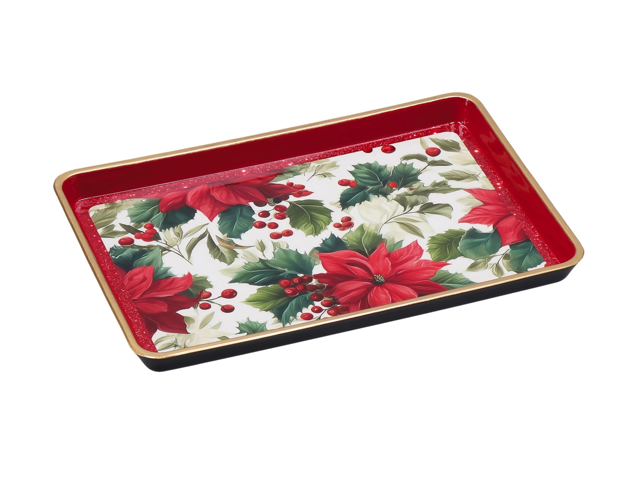 Vassoio natalizio rettangolare in plastica 31x21xh.2cm, 6 decori assortiti