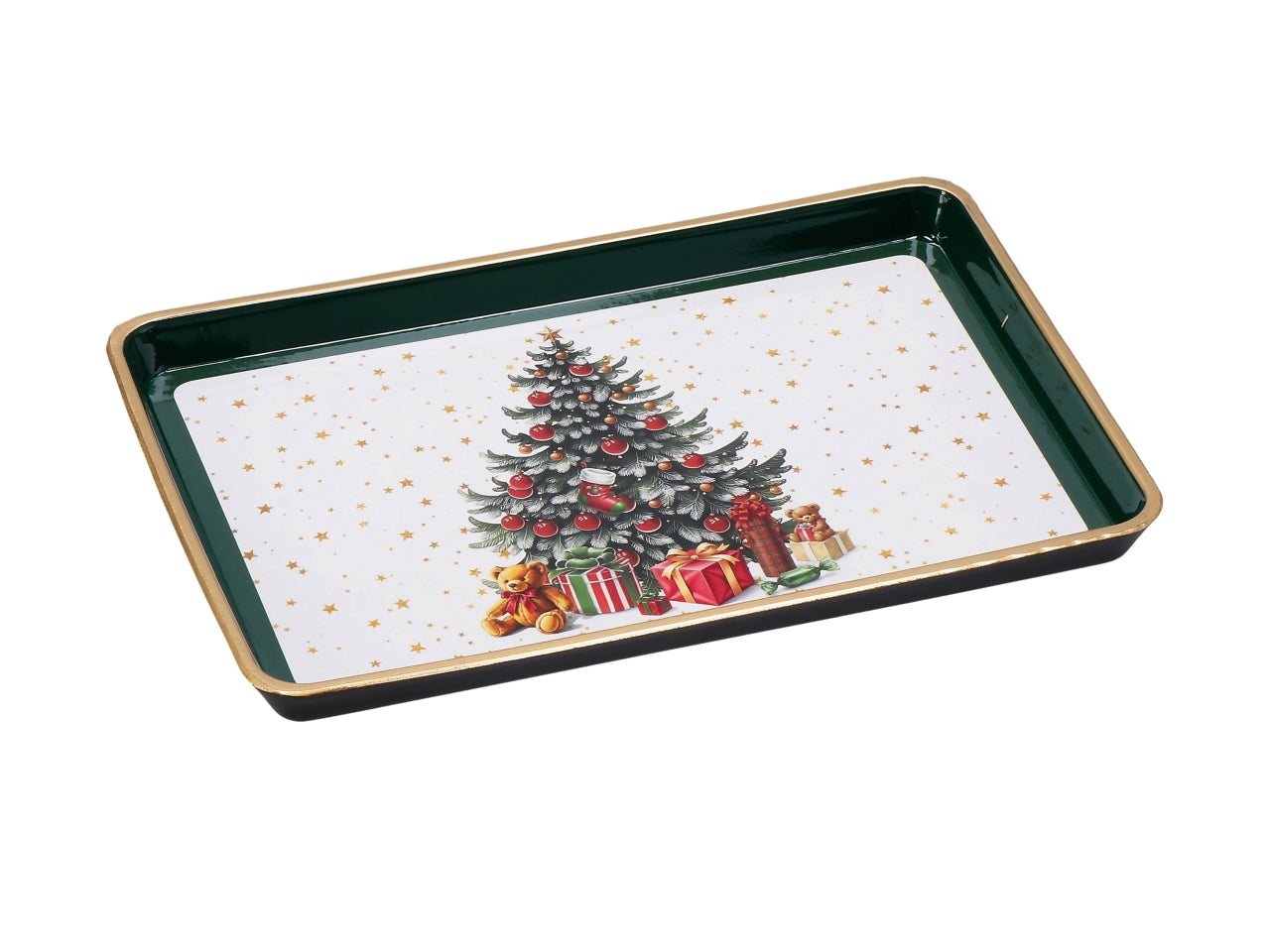 Vassoio natalizio rettangolare in plastica 31x21xh.2cm, 6 decori assortiti