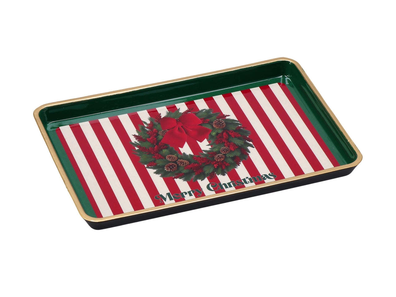 Vassoio natalizio rettangolare in plastica 31x21xh.2cm, 6 decori assortiti