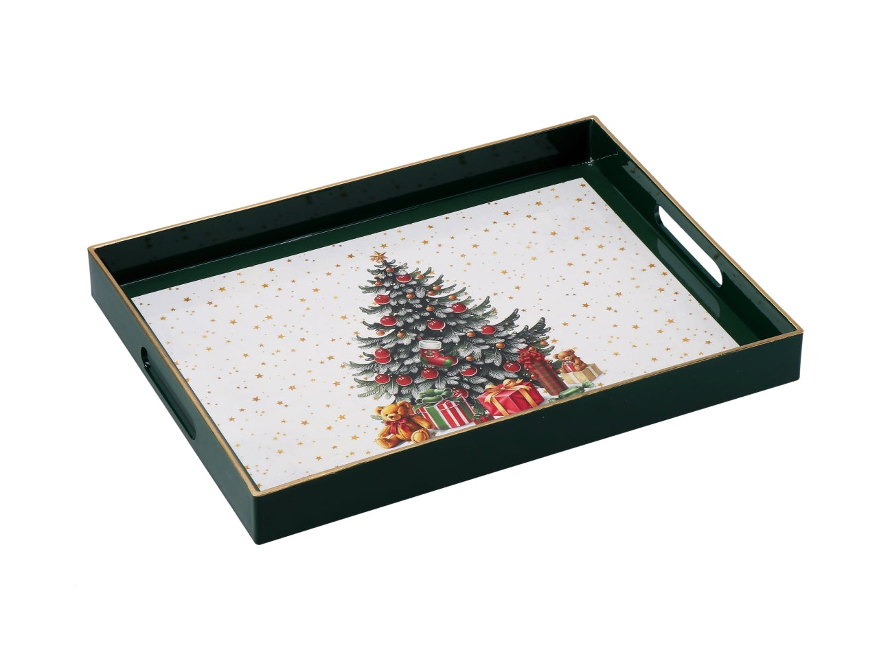 Vassoio natalizio rettangolare in plastica 40x30xh.5cm, 6 decori assortiti