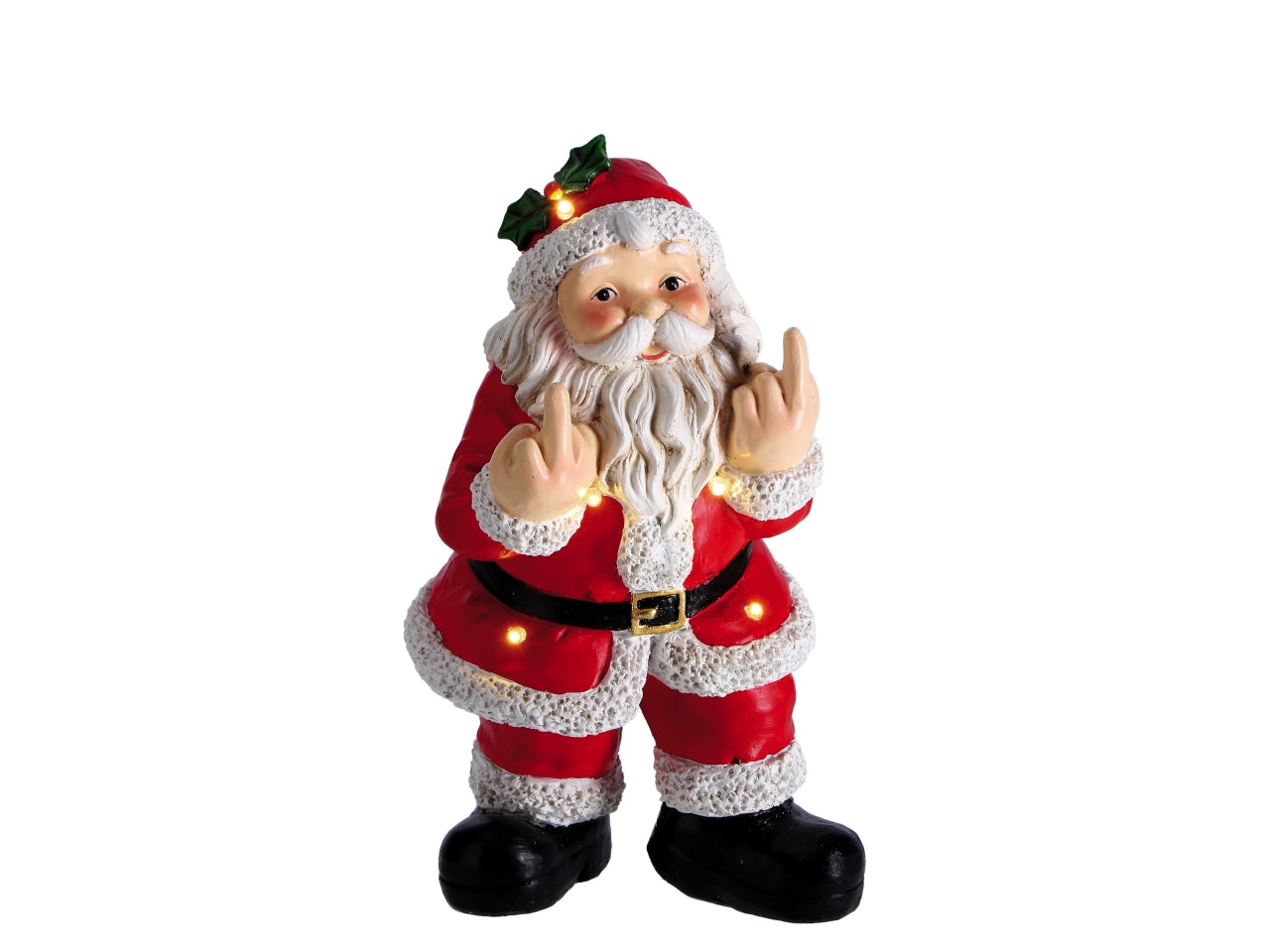 Babbo Natale in resina con 4 led 15x14xh.26cm, 3 modelli assortiti