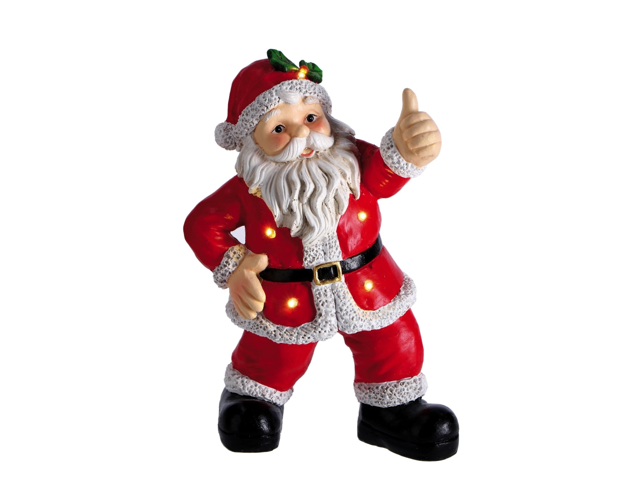 Babbo Natale in resina con 4 led 15x14xh.26cm, 3 modelli assortiti