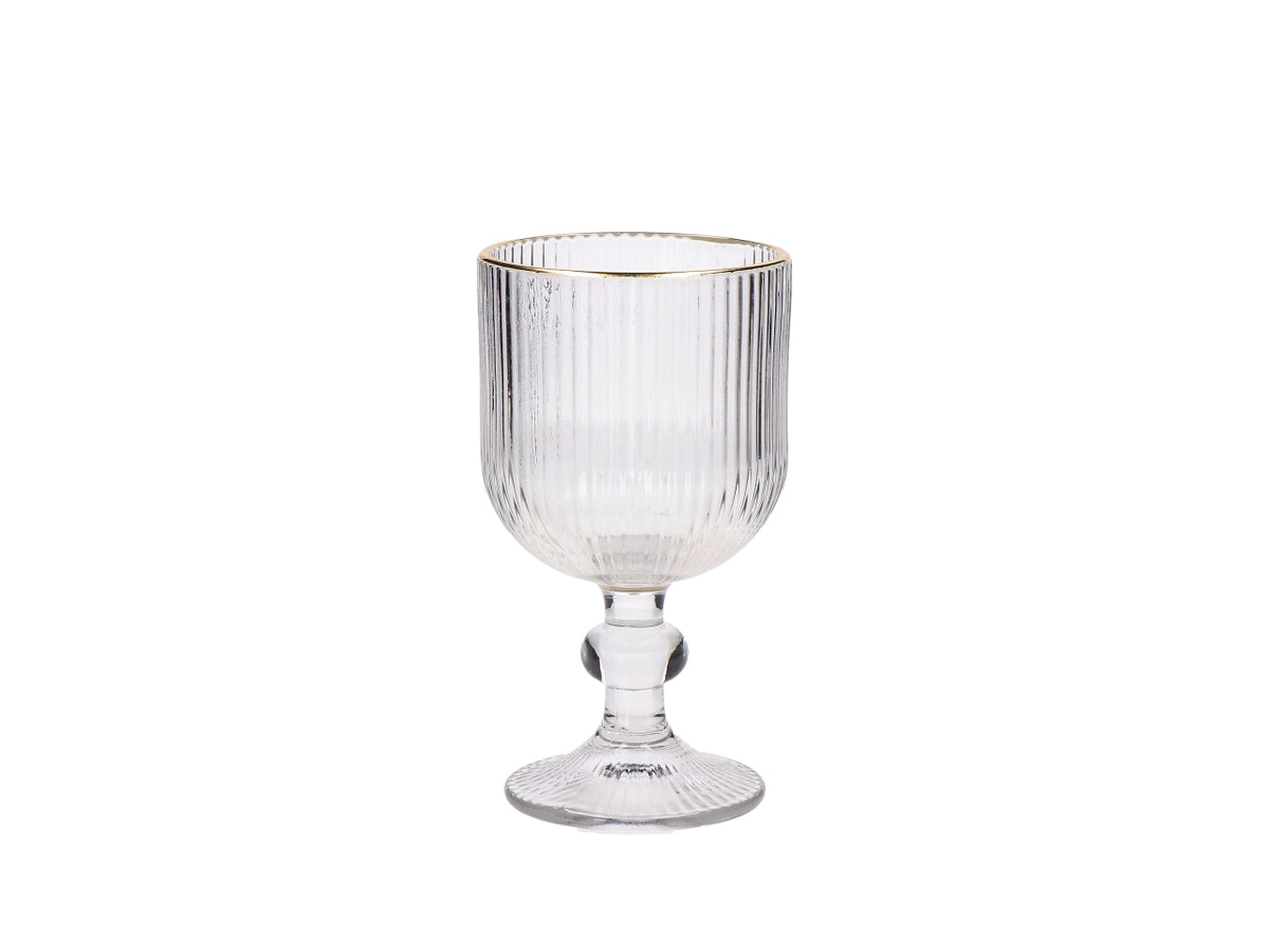 Set 6 calici da vino Eloma 25cl in vetro trasparente con bordo oro