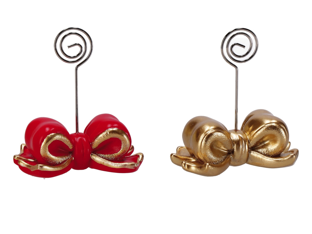 Segnaposto con fiocco in resina 8x5xh.9cm, 2 colori assortiti