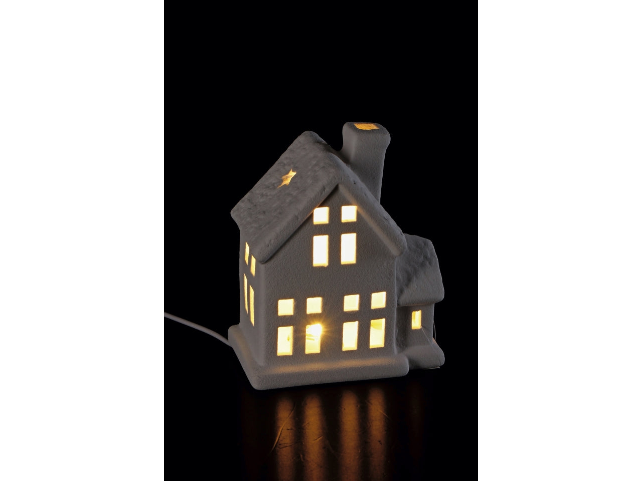 Casetta in ceramica con led bianca 9x8xh.17cm, 3 assortimenti