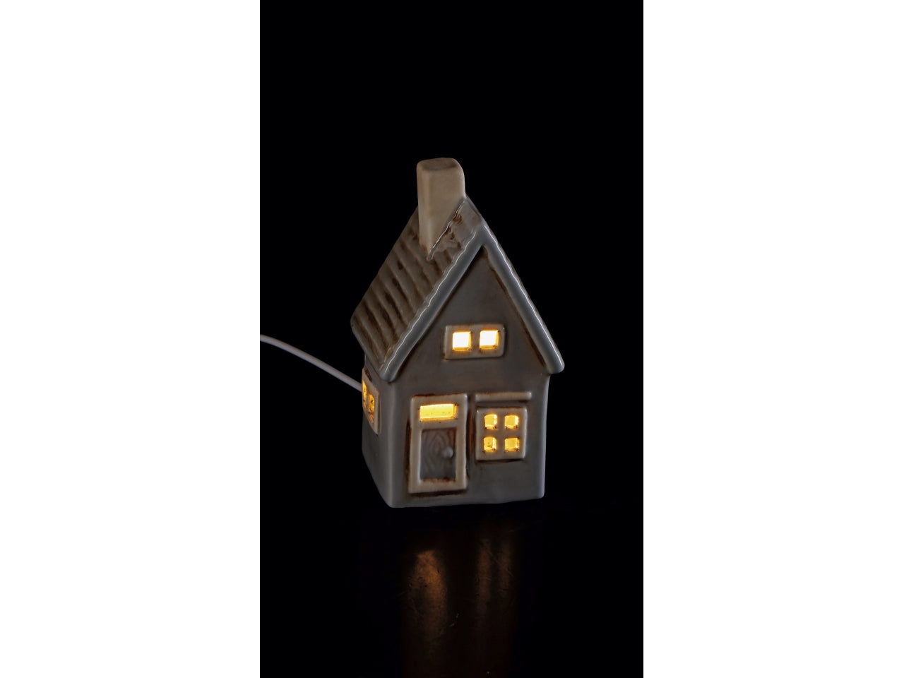 Casetta in ceramica con led colorata 8x7xh.14cm, 6 assortimenti