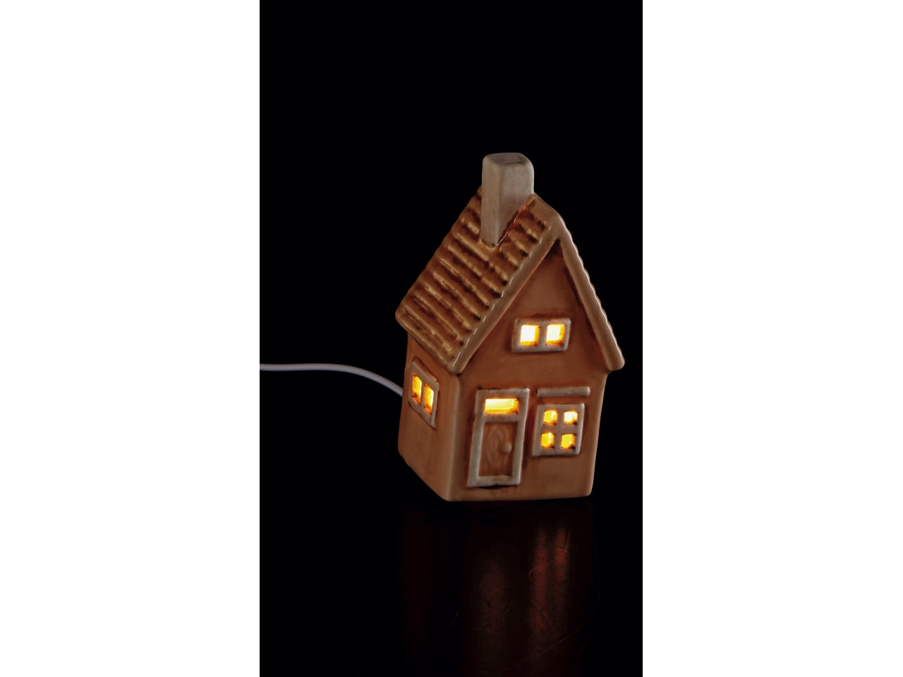 Casetta in ceramica con led colorata 8x7xh.14cm, 6 assortimenti