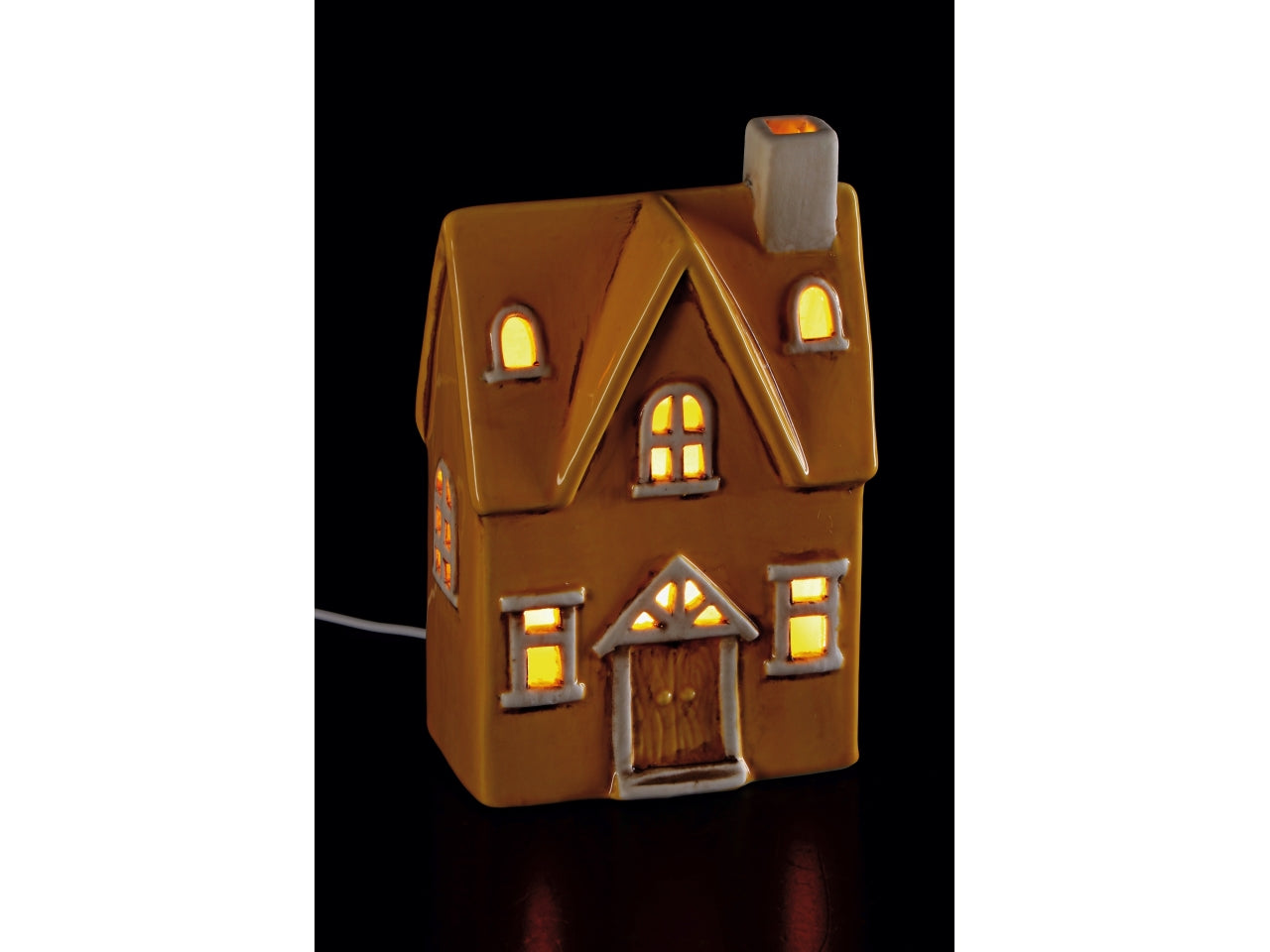 Casetta in ceramica con led colorata 12x7xh.18cm, 6 assortimenti